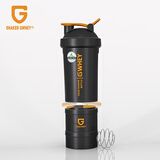 摇摇杯ON蛋白粉刻度便携带粉盒三层速搅拌奶昔男女健身运动水杯子 GWHEY 新三层 黑棕色 450ml1个