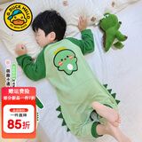 G.duck小黄鸭儿童连体睡衣春秋薄款婴儿宝宝防踢睡袋男童卡通恐龙家居服 绿色 110 尺码4~5岁【100-110cm】