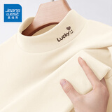 真维斯（JEANSWEST）长袖t恤打底衫女装秋冬季新款双面绒上衣服立领保暖衣纯色内搭女 米色 小幸运笑脸棕_K_左领角 L