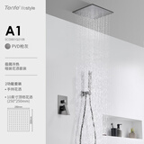 鼎菲暗装入墙式花洒套装枪灰色隐藏嵌入式淋浴卫浴增压顶喷热熔花洒 两功能-吸顶10寸顶喷+手持