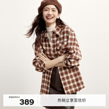伊芙丽伊芙丽经典格纹衬衫美拉德休闲衬衫外套2024秋装新款通勤百搭上衣 浅咖啡 M /160/84A/