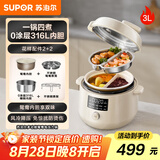 苏泊尔（SUPOR）鸳鸯电压力锅3L 多功能0涂层钢胆2-4人家用 风冷降压电饭煲电炖锅高压锅SY-30YC3001
