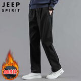 JEEP SPIRIT吉普休闲裤男秋冬季直筒裤子男士潮流百搭商务男裤 黑色加绒 XL