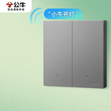 公牛（BULL）智能开关 语音/手动控制 无需联网 二位遥控开关 灰色GTQ212