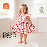 贝瑞加（Babyprints）女童连衣裙夏季女孩公主裙纯棉背心裙可爱无袖大裙摆 大红波点110