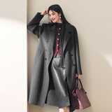 伊芙丽蒋欣代言【镇店爆款】驼绒桑蚕丝高级双面毛呢外套羊毛大衣女冬季 暗灰 XS 80-90斤