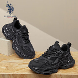 U.S. POLO ASSN.保罗男鞋秋季新款老爹鞋男皮面透气厚底休闲鞋跑步运动鞋子男