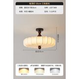 迪格雅法式中古卧室客厅印花圆形吸顶灯复古胡桃木全谱光护眼灯具 直径35cm【胡桃木色】 全光谱三色光