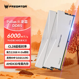 宏碁掠夺者（PREDATOR）96G(48G×2)套装 DDR5 6000频率 台式机内存条 Pallas II 凌霜系列（C28）星光银 AI电脑配件