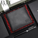 ELLE HOMME男士短款钱包 头层牛皮多功能票夹 横款钱夹3820 生日礼物