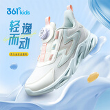 361°童鞋 儿童跑鞋四季男女童3-14岁助推科技旋钮跑鞋 白37