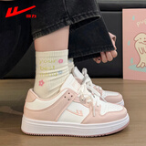 回力女鞋小白鞋女2025新款冬季加绒百搭黑白熊猫鞋子女学生休闲板鞋 白粉红 37