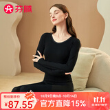 芬腾 保暖内衣套装女士修身圆领秋冬季长袖长裤打底 女款F-黑色 XL