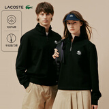 LACOSTE法国鳄鱼男女经典版型纯色LOGO时尚立领半拉链套头卫衣|SH2735 031/黑色 M