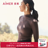 爱慕上衣女士21AW随心恋曲莫代尔小高领长袖上衣打底保暖AM726891 乔木褐9ZA 170
