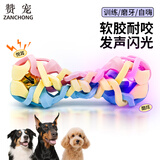 赞宠马卡龙发声发光编织骨头 狗狗玩具球解闷磨牙玩具宠物骨头训练