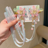 NIANFIN儿童古风发饰对夹女童仙蝴蝶飘带发夹中国风宝宝汉服新年头饰