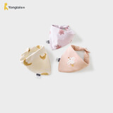 童泰（TONGTAI）婴儿三角巾纯棉新生儿口水巾宝宝防吐奶垫巾儿童围嘴粉色42x21cm