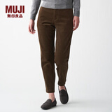 无印良品 MUJI 女式 弹力灯芯绒 锥形裤 BEE01C0A 深咖啡色 M