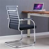 双木马 升级加粗办公椅弓形电脑椅子网布透气麻将椅学生宿舍凳会议座椅 升级（圆管）-灰黑-中背