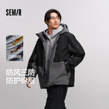 森马（Semir）棉服男冬季防风三防外套撞色拼接棉衣轻薄款连帽上衣101724112101