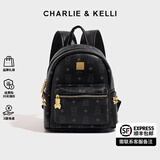CHARLIE&KELLI CK品牌包包女款书包双肩包女士2025年妈咪背包大容量实用礼物女 黑色大号【代写贺卡 品牌礼袋】