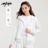 MJ STYLE收腰连帽卫衣外套女装2026年春秋新款小个子纯色修身拉链开衫上衣