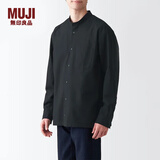 无印良品 MUJI 男式 棉水洗牛津 立领衬衫 纯棉全棉 ACA40C2S 黑色 M 170/92A