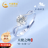 中国黄金（CHINA GOLD）一吻定情足银戒指女托帕石求婚钻戒七夕情人节礼物送女友老婆生日 一吻定情戒指-托帕石【京速达】