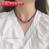 晓梦白水晶貔貅吊坠草莓晶项链粉晶女锁骨链吊坠手链网红ins 貔貅项链（草莓晶）