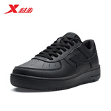 特步情侣男女板鞋小白鞋空军一号冬季革面保暖运动板鞋休闲鞋