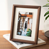 时几初黑胡桃实木高档圆角相框摆台高级感放照片6寸7寸8寸相册框中式