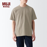 无印良品（MUJI） 男式 粗棉线 天竺编织 短袖T恤 打底衫男款 纯棉全棉 ABA18A2S 米色 XS 160/80A