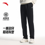 安踏（ANTA）男裤休闲运动裤卫裤男秋冬季加绒加厚保暖直筒休闲裤男士长裤子 【弹力舒适-直筒平口】基础黑7304-3 四季款 XL  (男180/女175)