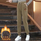 【爆款特价处理】25年新款小熊刺绣加绒加厚卫裤 温暖一整个冬天 【特价清仓】燕麦色（别等冻腿了再来买） L 【建议95-110斤】