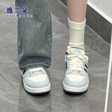 逸兰朵厚底小白鞋子女2026春夏季新款复古百搭休闲鞋防滑学生运动板鞋 蓝色 37 (235mm)