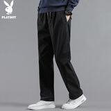 花花公子（PLAYBOY）休闲裤男2025年秋冬季裤子男士商务宽松直筒潮流长裤 黑色 M