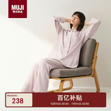 无印良品（MUJI）[自营限定款]女士无侧缝 双层纱织睡衣  软棉棉内衣 浅粉色格纹 L