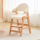 GEN实木餐椅成长椅儿童椅子宝宝家用餐桌椅靠背椅子辅食学座餐车凳子 【加大-U型款】原木色