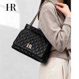 HR赫莲娜女包轻奢高级感大容量女包菱格链条包托特包经典单肩斜挎包 黑色