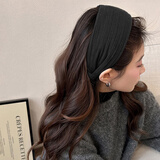 格蒙易梦玲同款黑色加宽边发箍女韩系针织高颅顶运动坑条发带头箍头饰