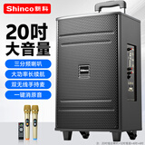 新科M23-T广场舞音响户外拉杆蓝牙音箱三喇叭重低音木质箱体家用K歌移动摆摊低音炮 12吋双话筒版