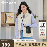 坦博尔羽绒服马甲女立领宽松外搭短款羽绒背心外套TD236006 小香白 175
