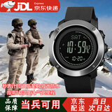盾者战术手表新兵入伍执勤军迷电子表多功能指南针温度防水电子手表男 黑色【黑盘钢圈】标准款
