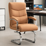 曙光童年真皮弓形椅电脑椅家用办公椅舒适久坐座椅可旋转椅宿舍大学生椅子 琥珀色+弹簧包坐垫 头层牛皮【可旋转】