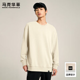 马克华菲男装潮牌春秋休闲宽松圆领街头情侣简约长袖卫衣 杏色 XL