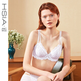 遐[点彩]双细肩带法式蕾丝内衣女春夏大胸显小性感纯欲3/4杯文胸罩 白色 80C