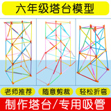 舜江 六年级下册塔台模型搭建20厘米cm实验手工专用吸管小学制作材料