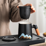 茗光茶杯茶水分离泡茶杯陶瓷水杯男士茶杯办公绿茶杯