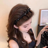 巴黎王妃发箍女2025新款轻奢压发头箍气质小香风串珠缠绕发捆头饰 【巴黎王妃发箍】黑色1个